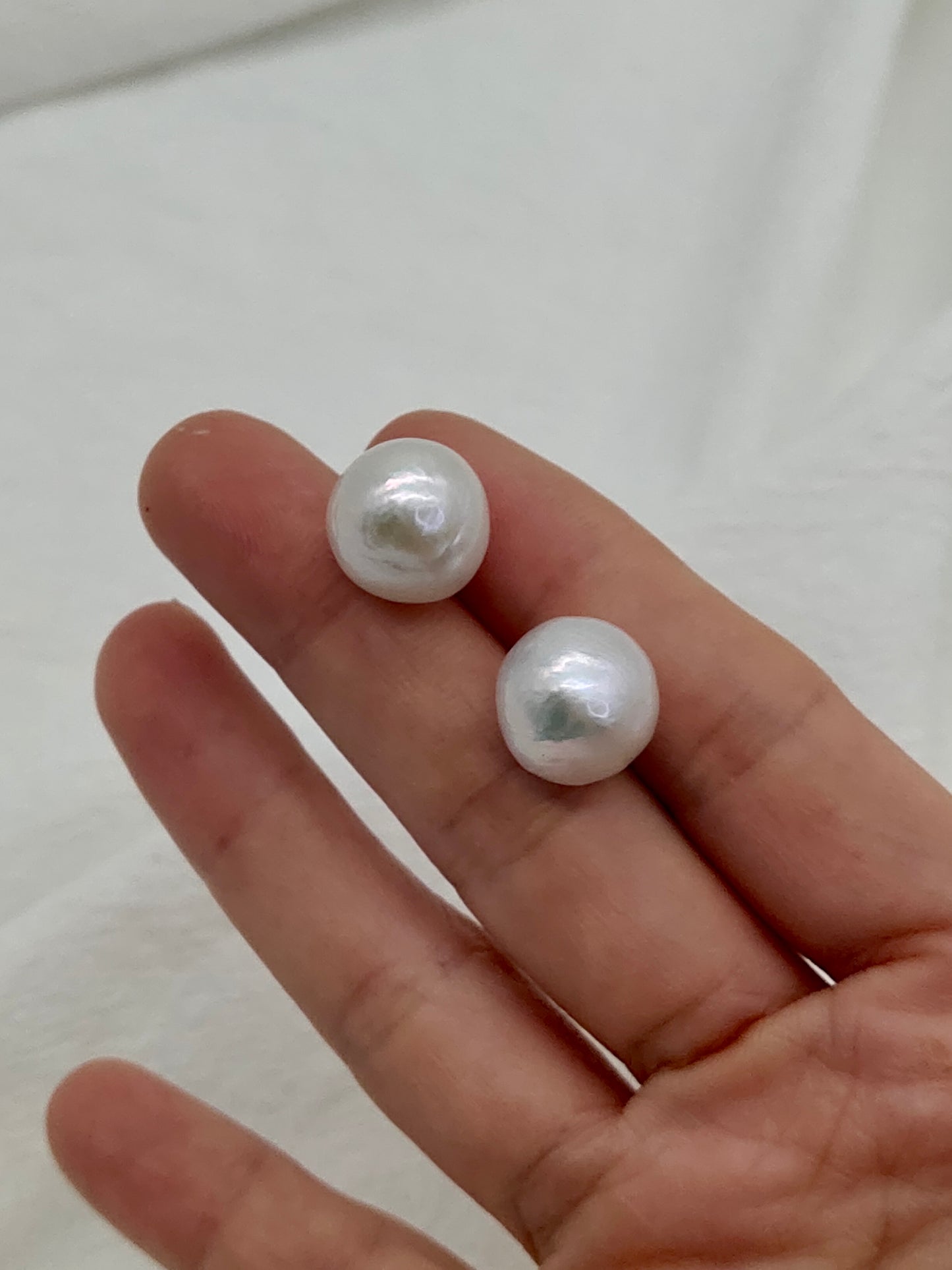 LARGE RIPPLE FRESHWATER PEARL EARRINGS