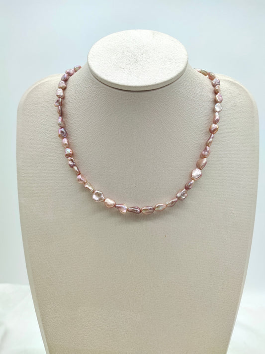 IRIDESCENT FRESHWATER KESHI PEARL NECKLACE