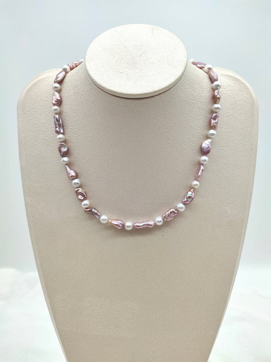 IRIDESCENT FRESHWATER KESHI PEARL NECKLACE