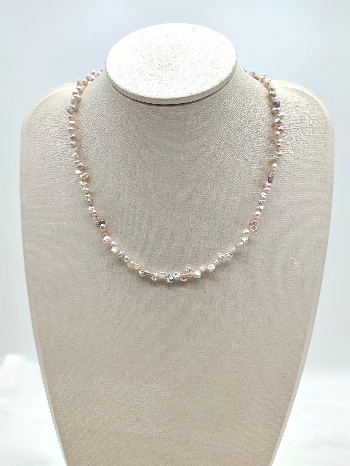 TINY IRIDESCENT FRESHWATER KESHI PEARL NECKLACE