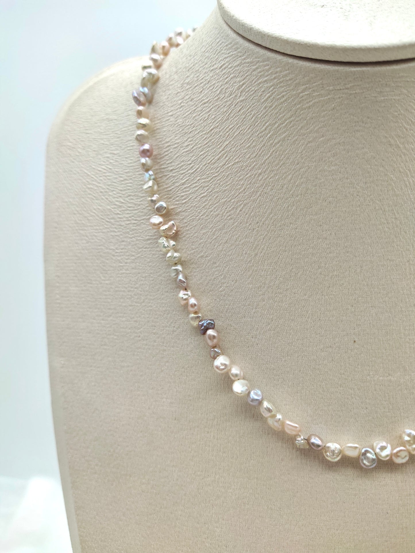 TINY IRIDESCENT FRESHWATER KESHI PEARL NECKLACE