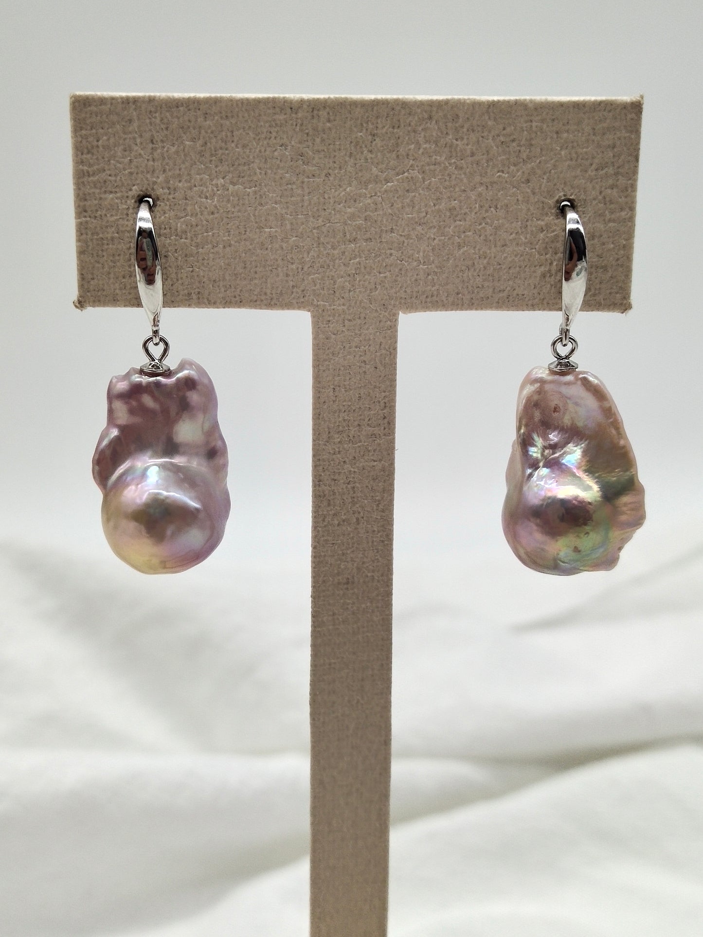 LAVENDER LARGE BAROQUE PEARL EARRINGS