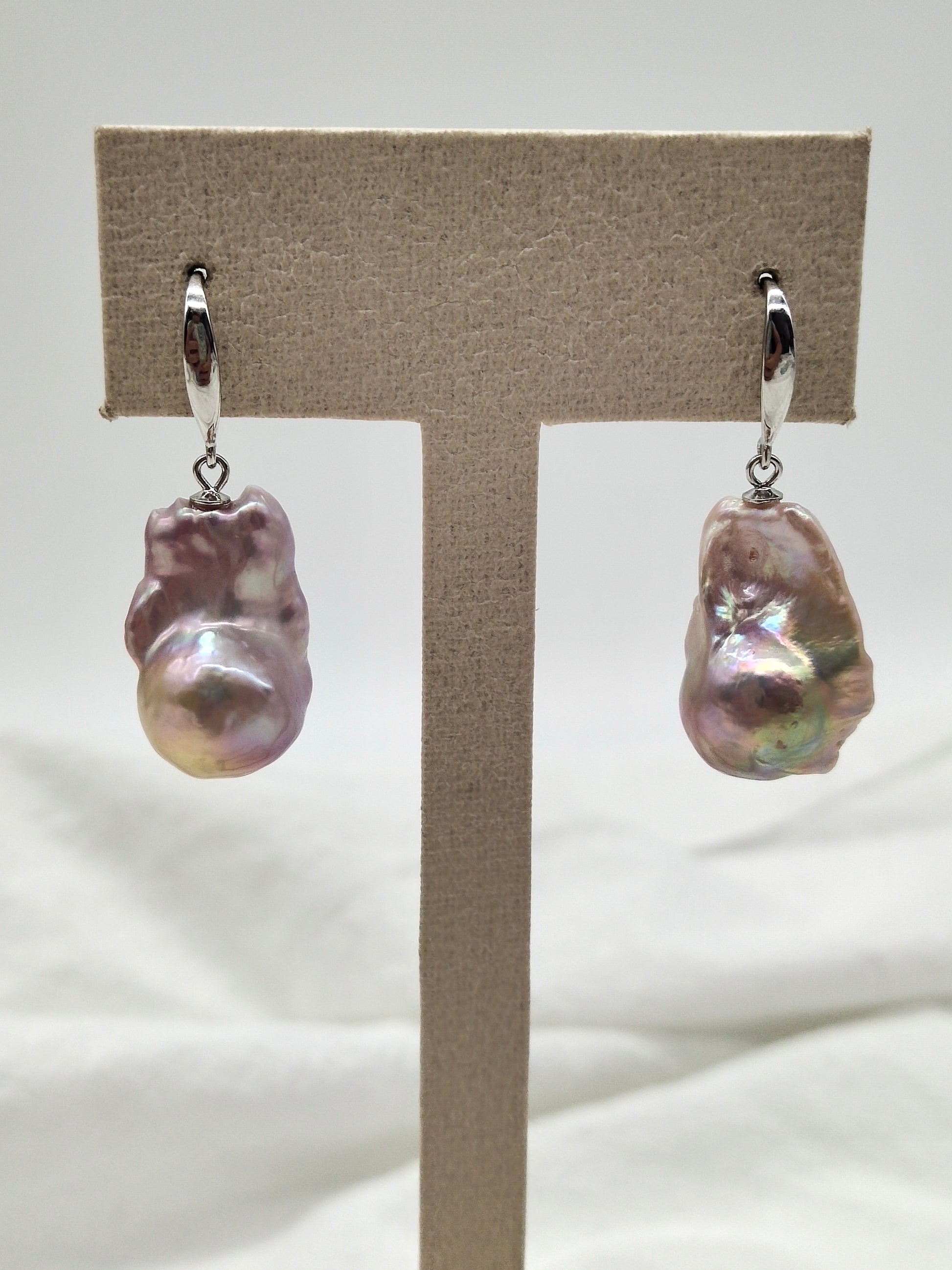 LAVENDER LARGE BAROQUE PEARL EARRINGS