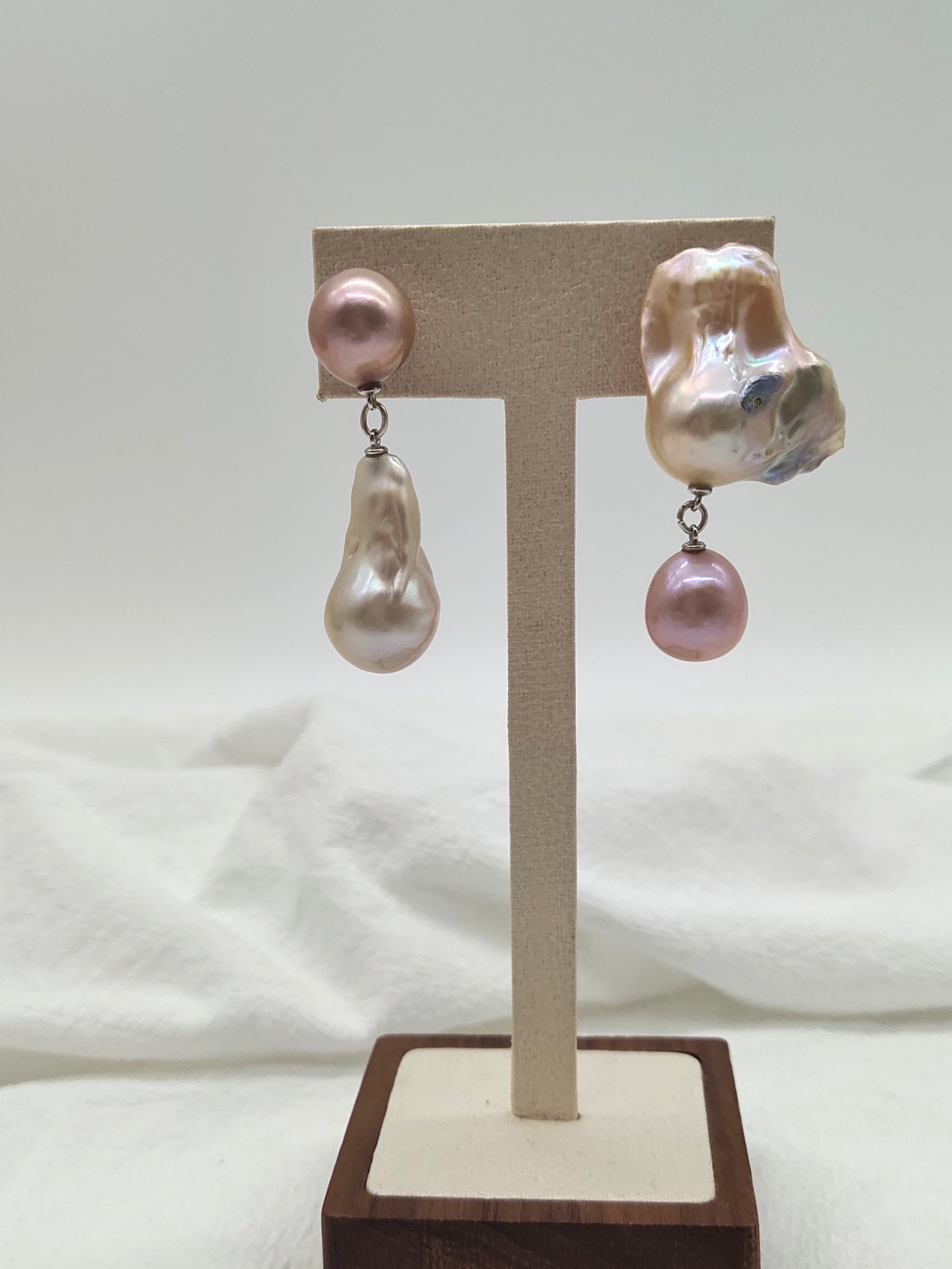 LARGE BOROQUE ASYMMETRICAL SYTLE PEARL EARRINGS