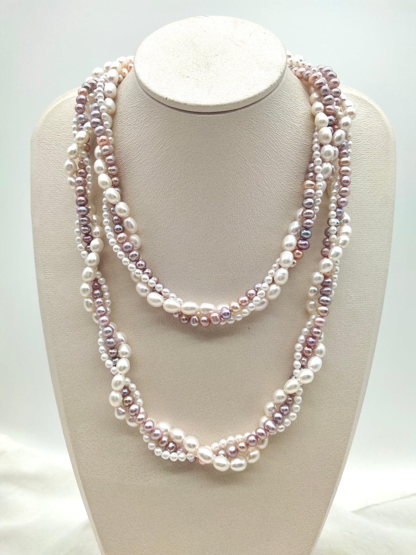 PINK TWIST PEARL NECKLACE - LONG