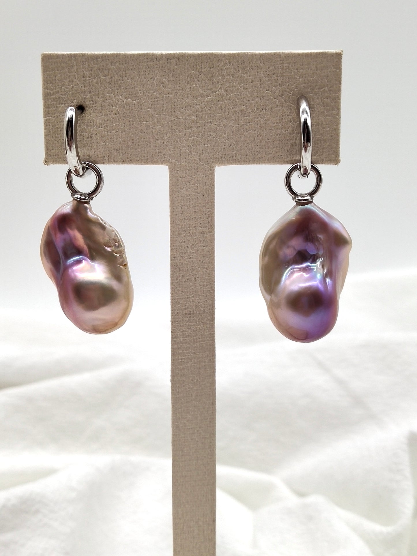 IRIDESCENT LARGE BAROQUE PEARL EARRINGS