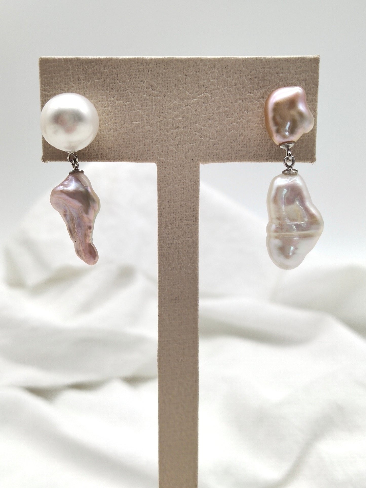 COLOURFUL ASYMMETRICAL SYTLE PEARL EARRINGS