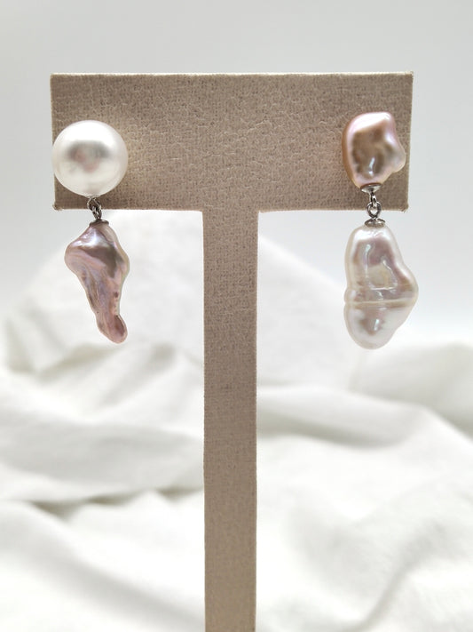 COLOURFUL ASYMMETRICAL SYTLE PEARL EARRINGS