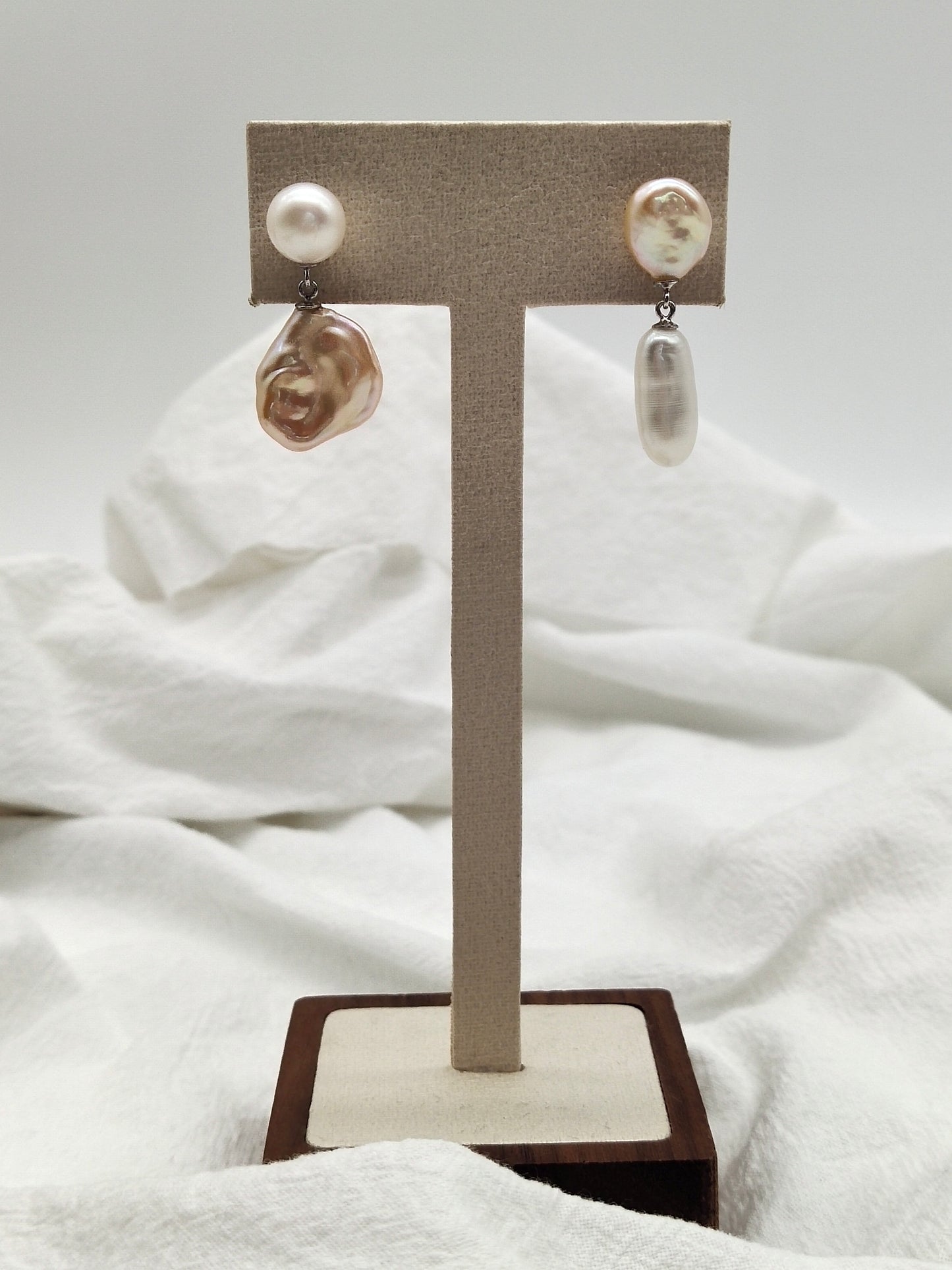 COLOURFUL ASYMMETRICAL SYTLE PEARL EARRINGS