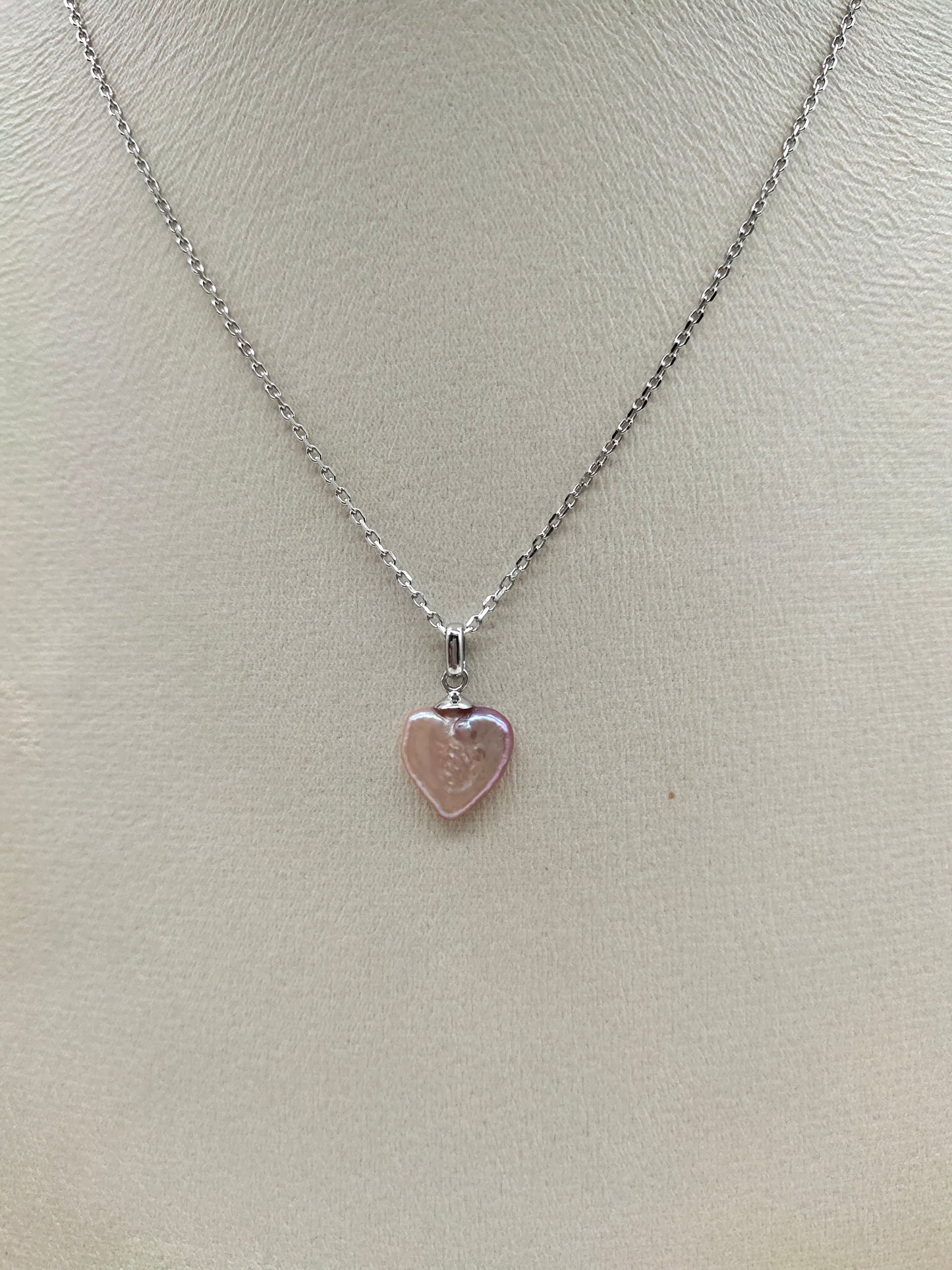 PINK COLOUR LOVE HEART PEARL PENDANT