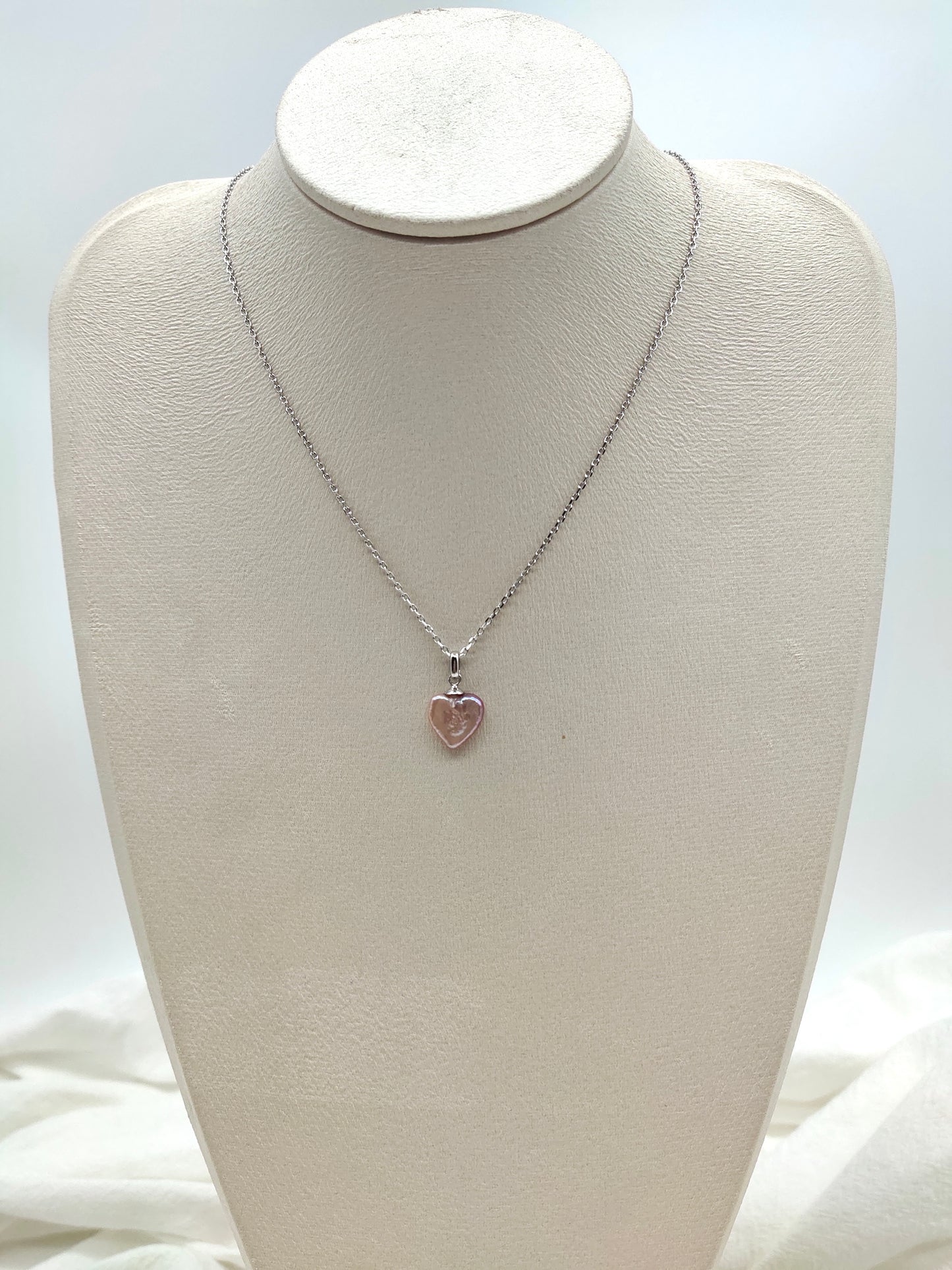 PINK COLOUR LOVE HEART PEARL PENDANT