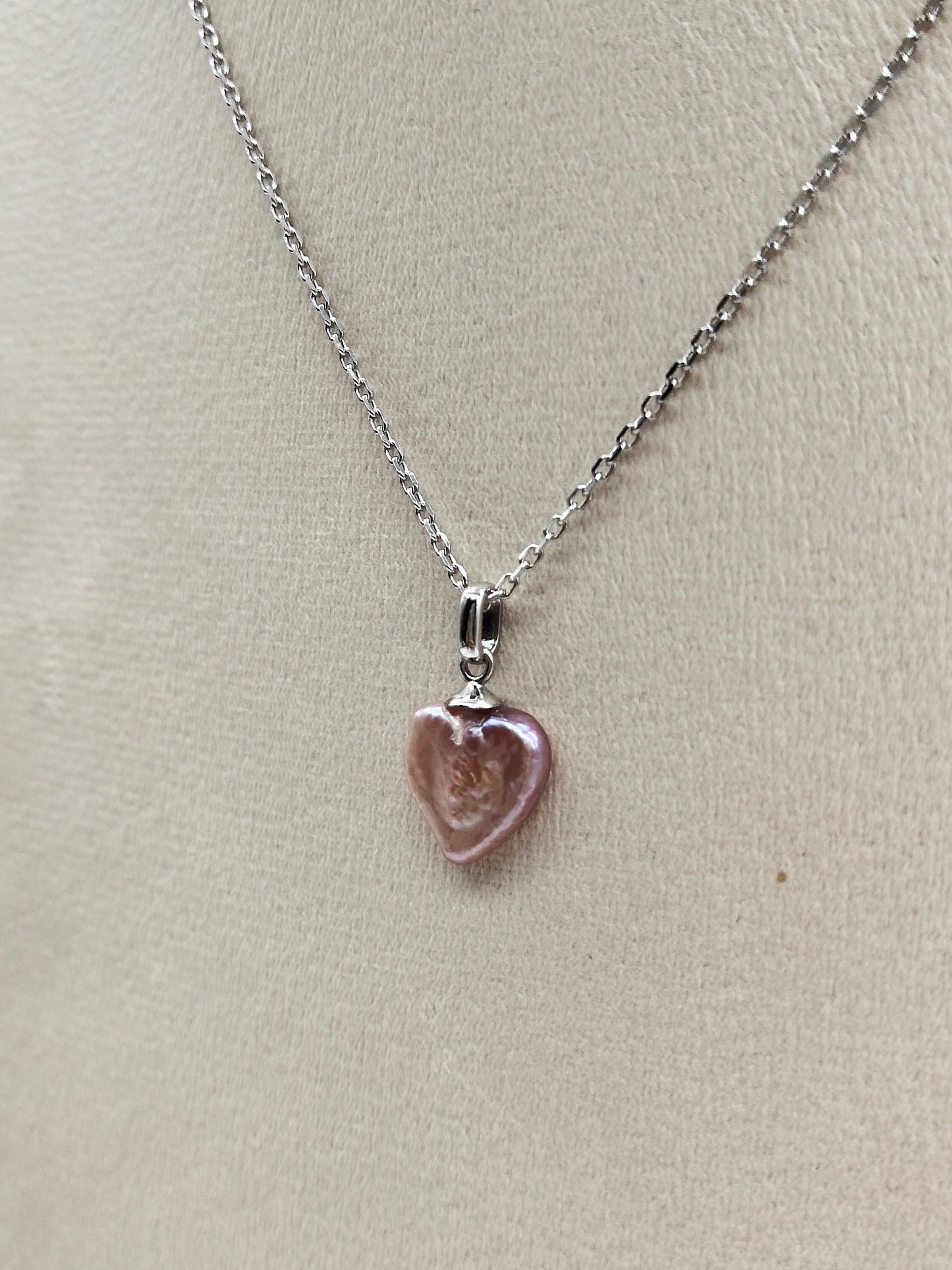 PINK COLOUR LOVE HEART PEARL PENDANT