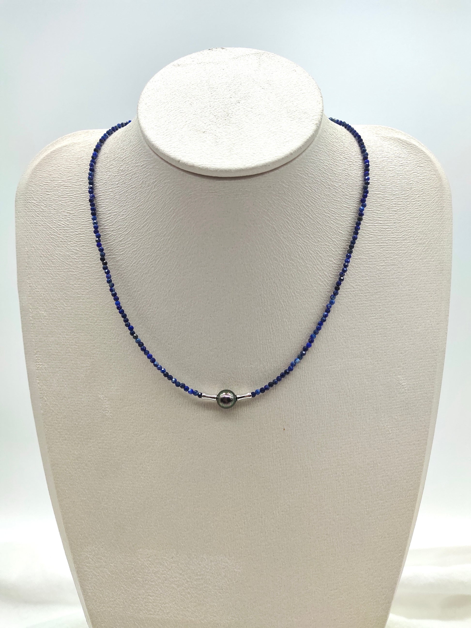 NATURAL LAPIS LAZULI WITH BLACK PEARL