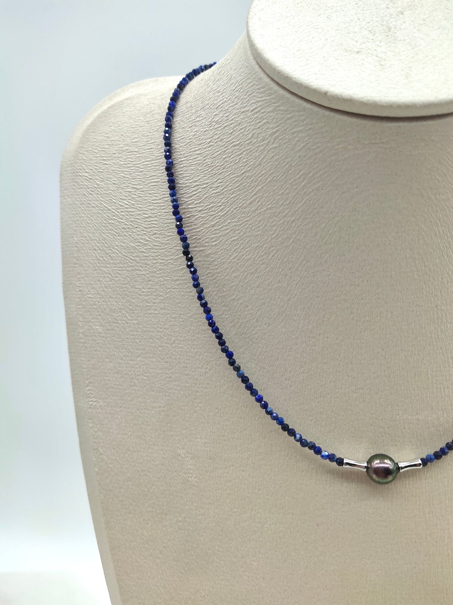 NATURAL LAPIS LAZULI WITH BLACK PEARL