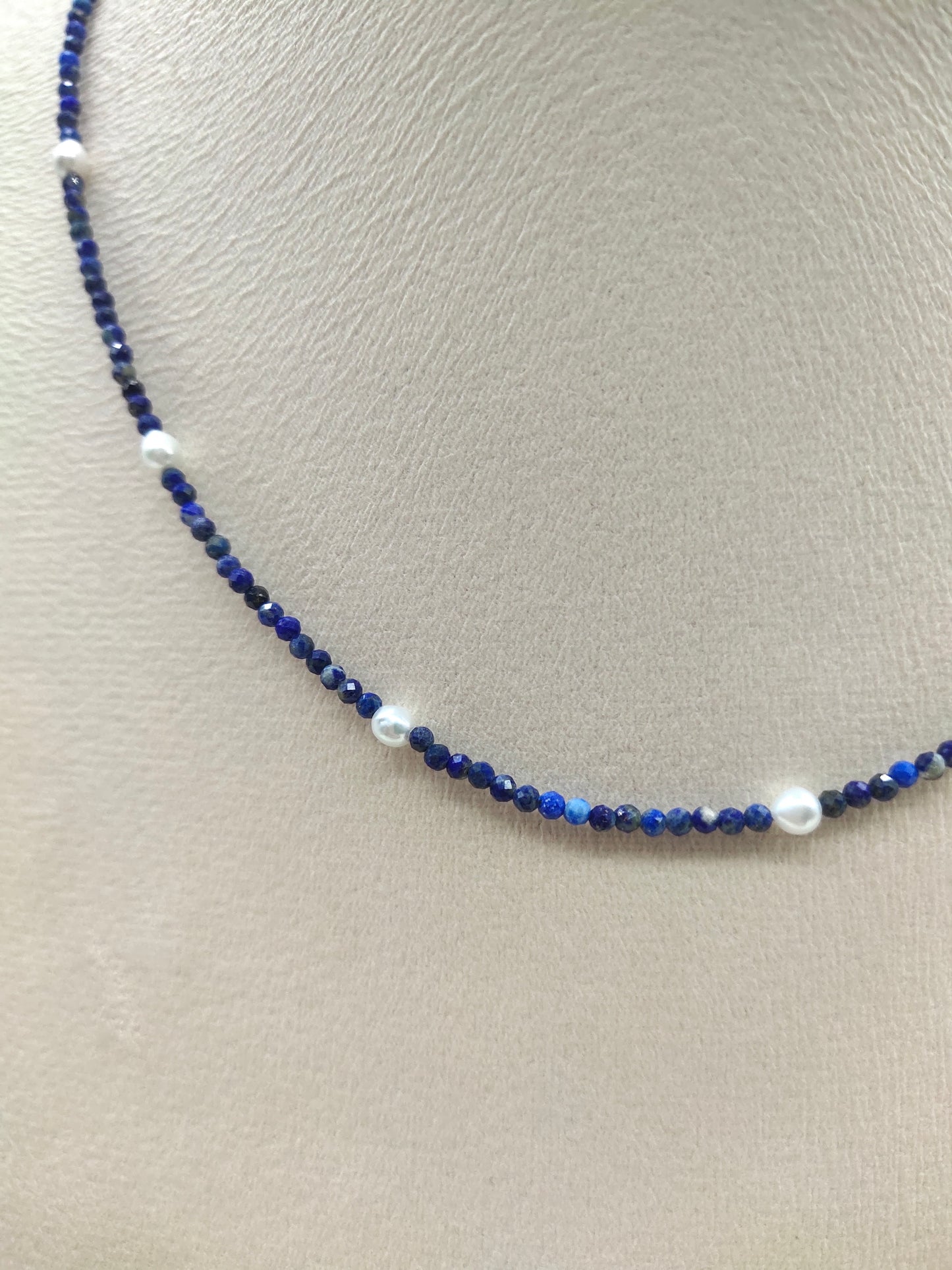 NATURAL LAPIS LAZULI WITH FRESHWATER PEARL NECKLACE