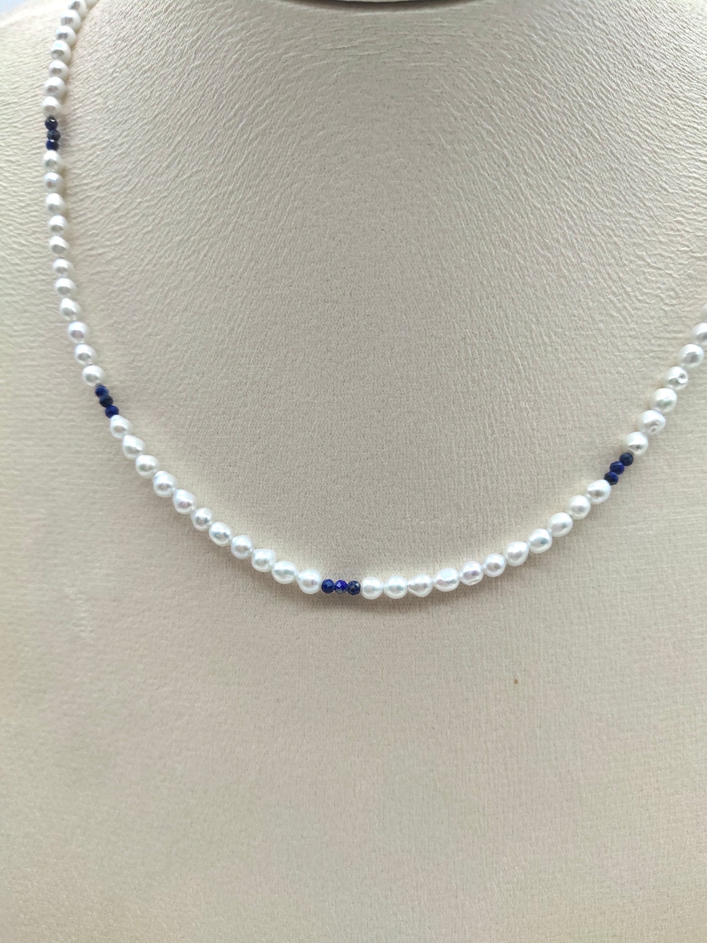 NATURAL LAPIS LAZULI WITH FRESHWATER PEARL NECKLACE