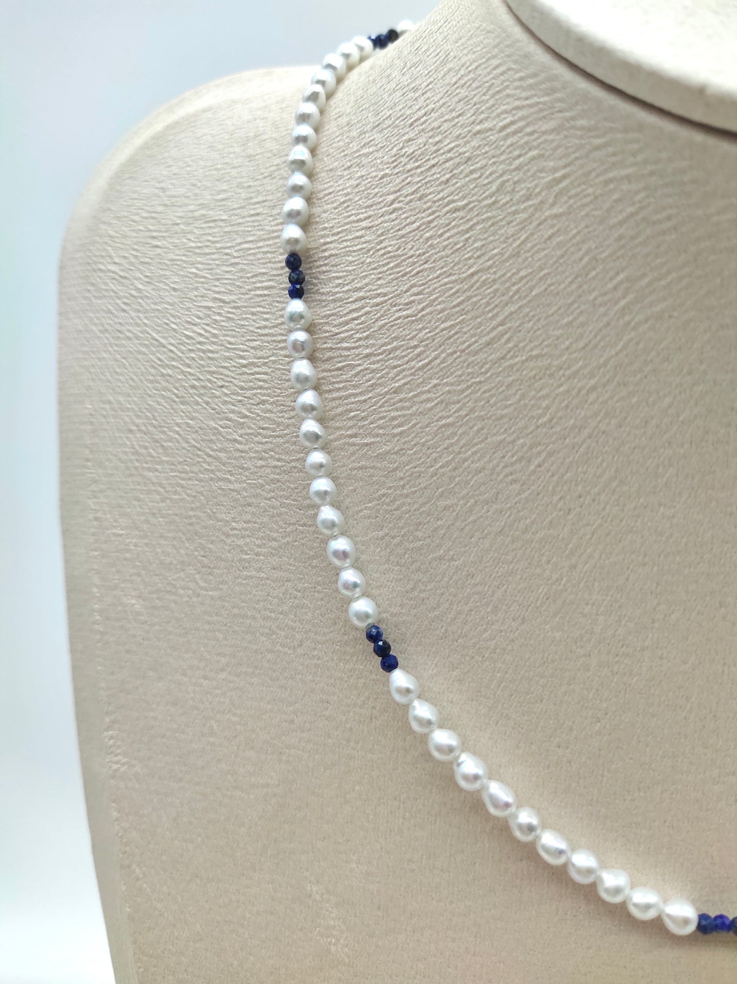 NATURAL LAPIS LAZULI WITH FRESHWATER PEARL NECKLACE