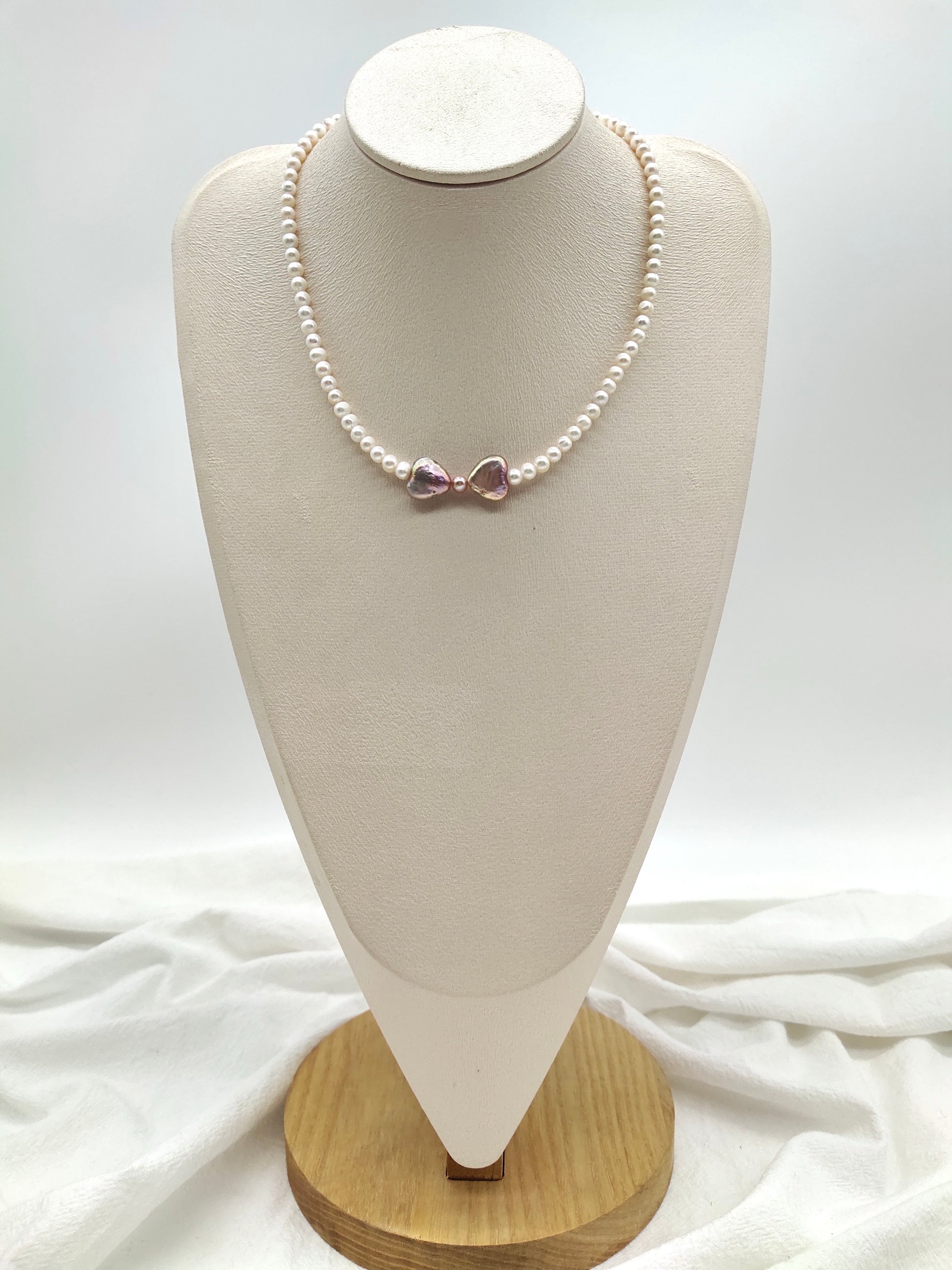 PINK BOW PEARL NECKLACE