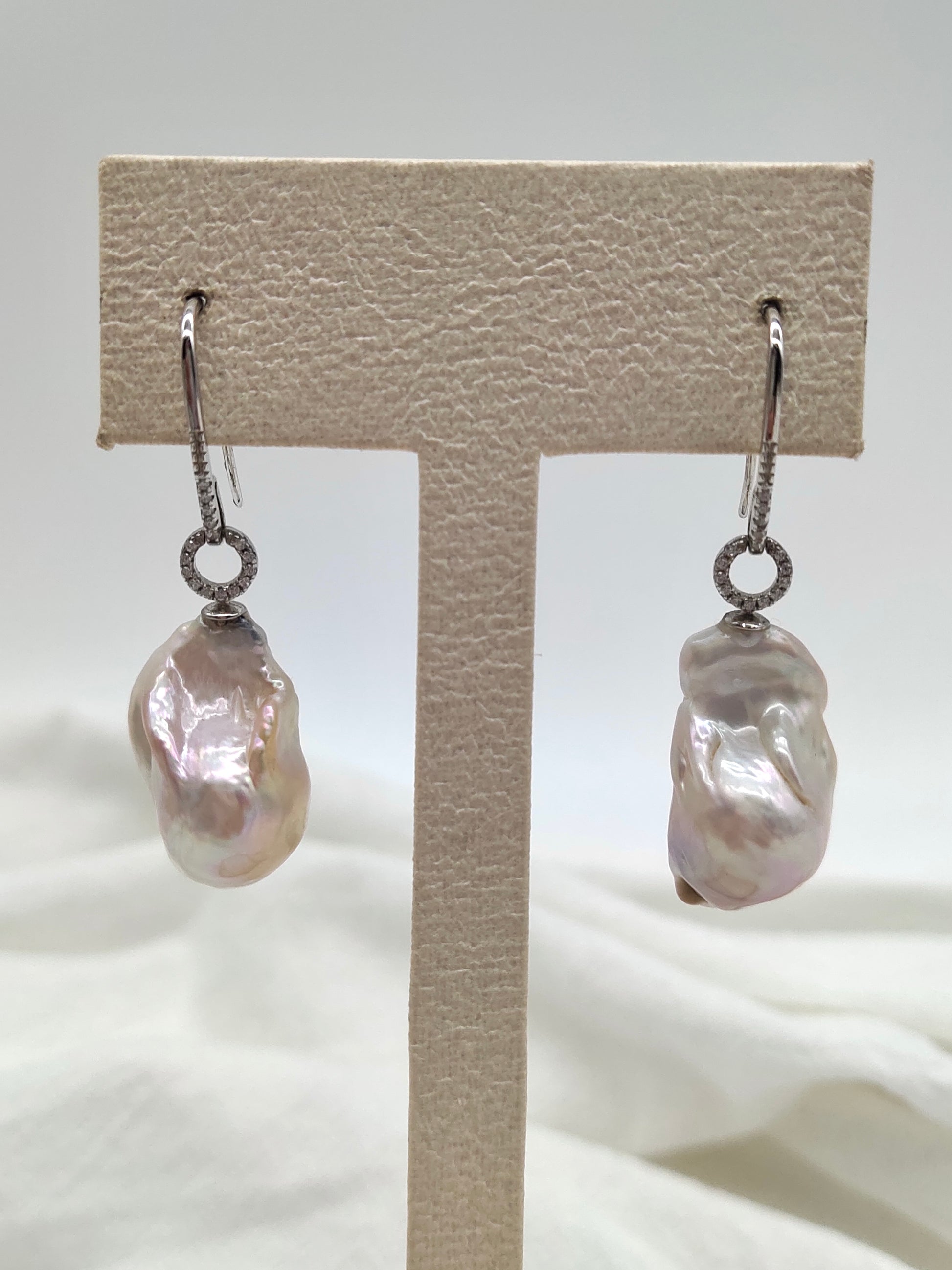 NATURAL PINK LARGE BAROQUE PEARL EARRINGS