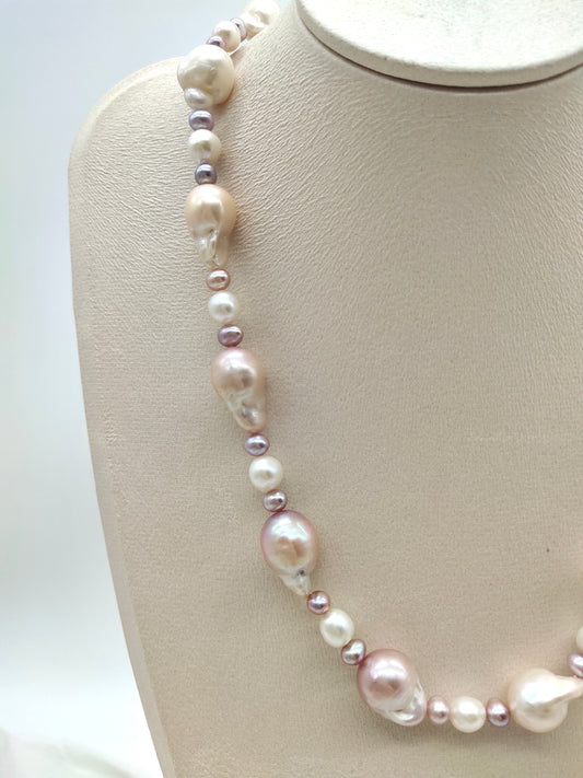 COLOURFUL LARGE BAROQUE PEARL NECKLACE