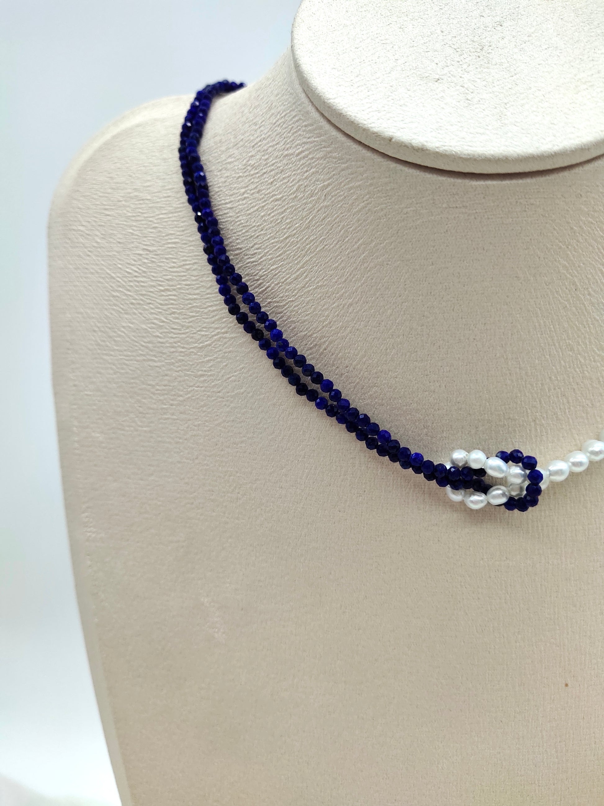 NATURAL LAPIS LAZULI WITH FRESHWATER PEARL NECKLACE