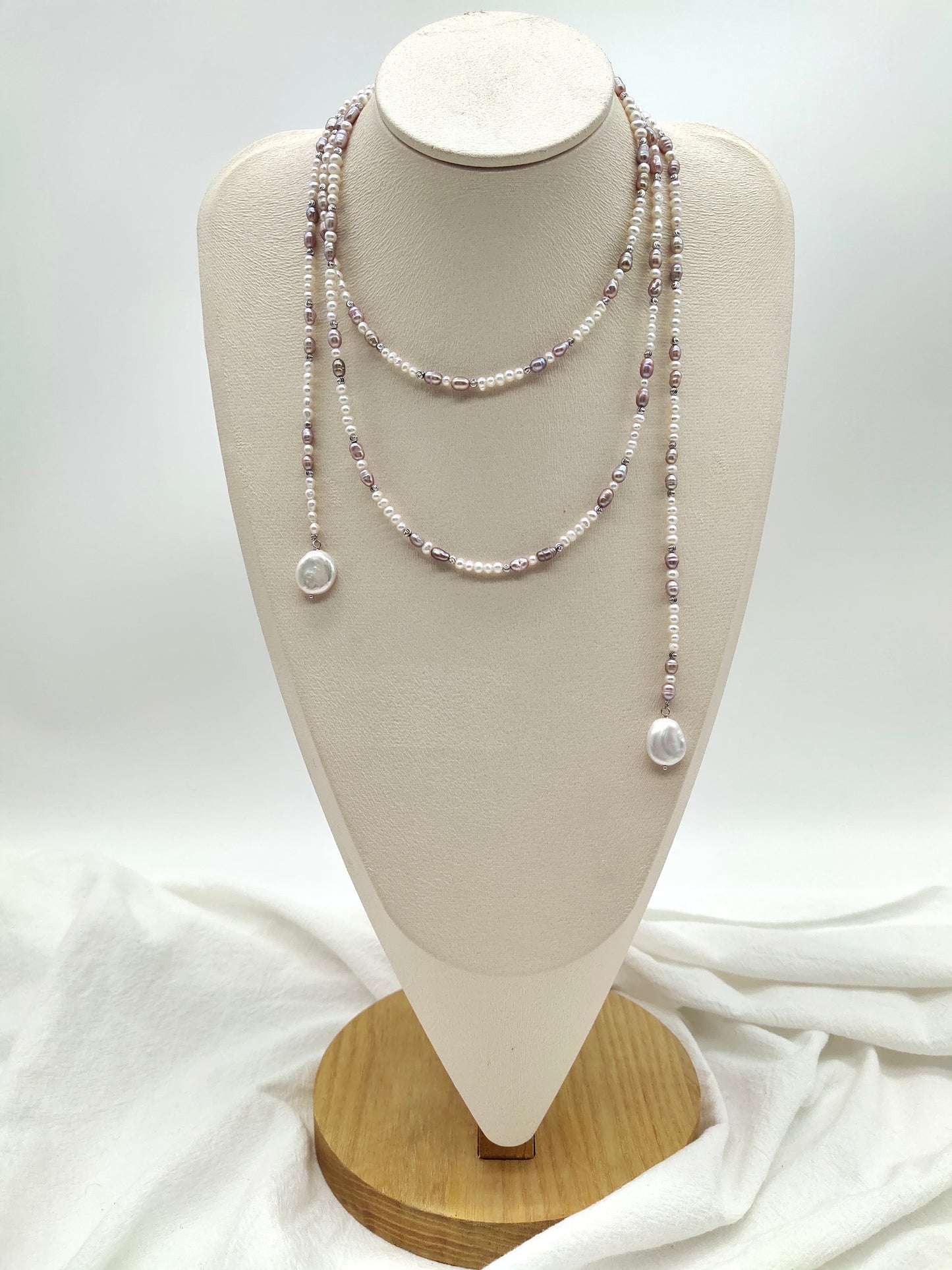 PINK PEARL LONG NECKLACE - 128cm