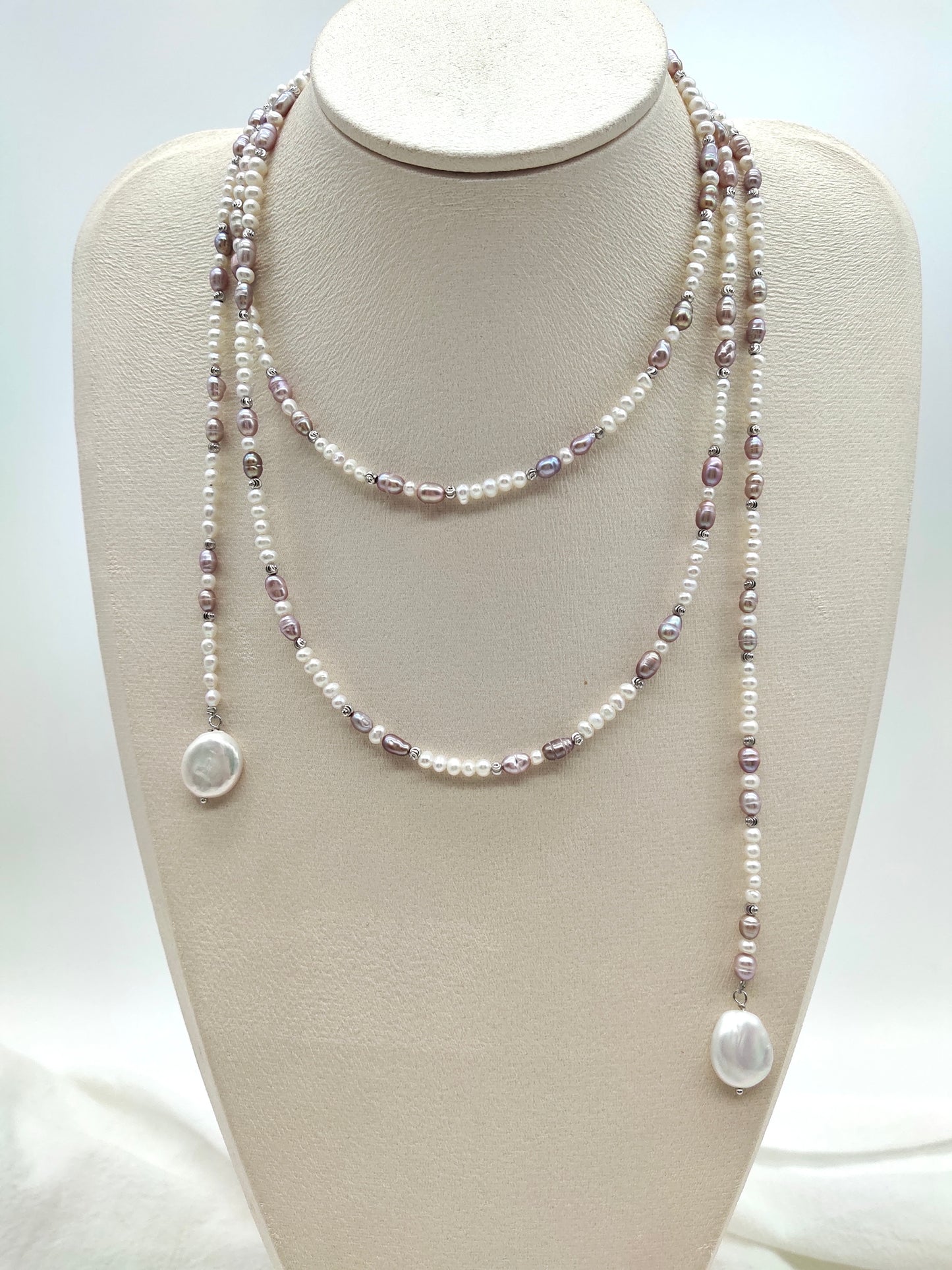 PINK PEARL LONG NECKLACE - 128cm