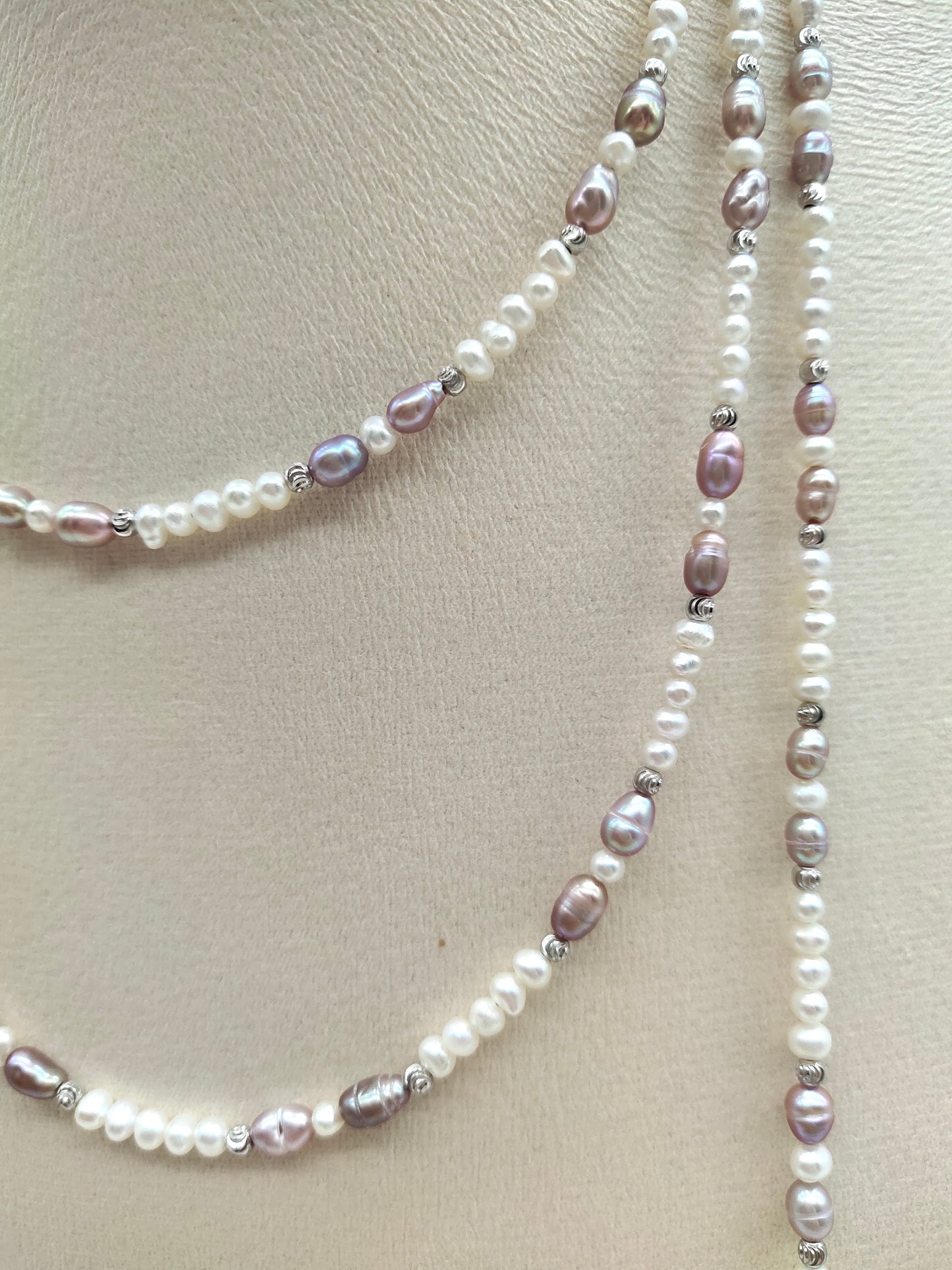 PINK PEARL LONG NECKLACE - 128cm