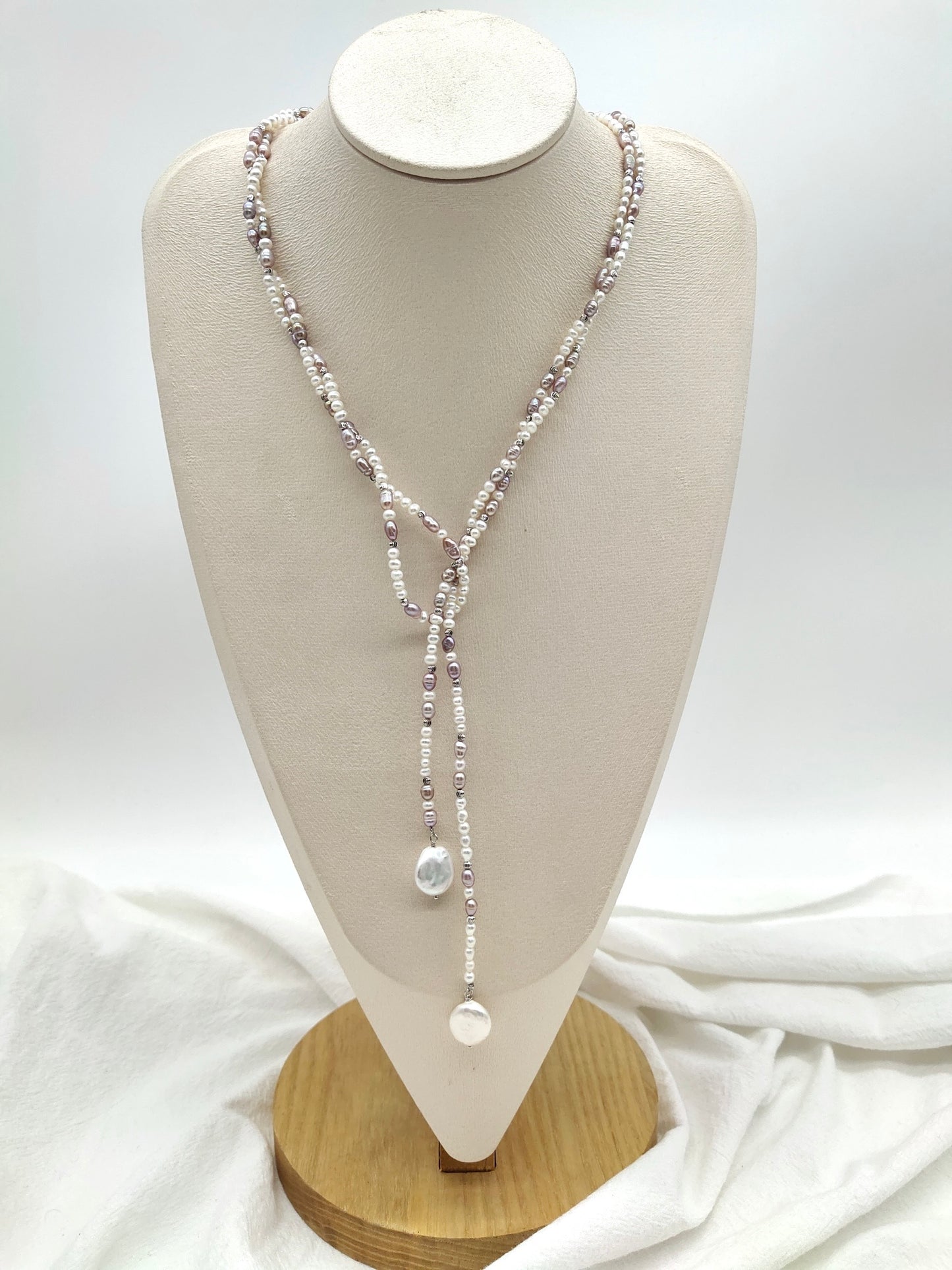 PINK PEARL LONG NECKLACE - 128cm