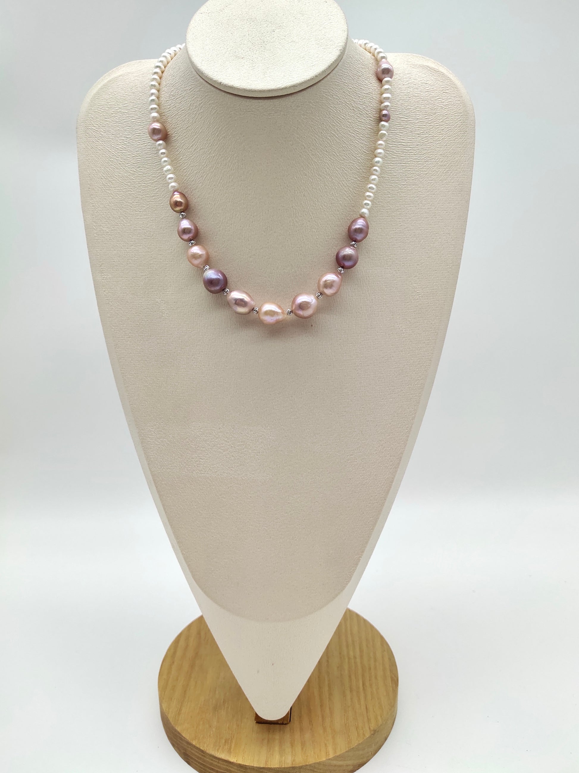 IRIDESCENT FRESHWATER PINK PEARL NECKLACE