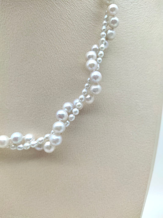 WHITE FRESHWATER PEARL TWISTED NECKLACE
