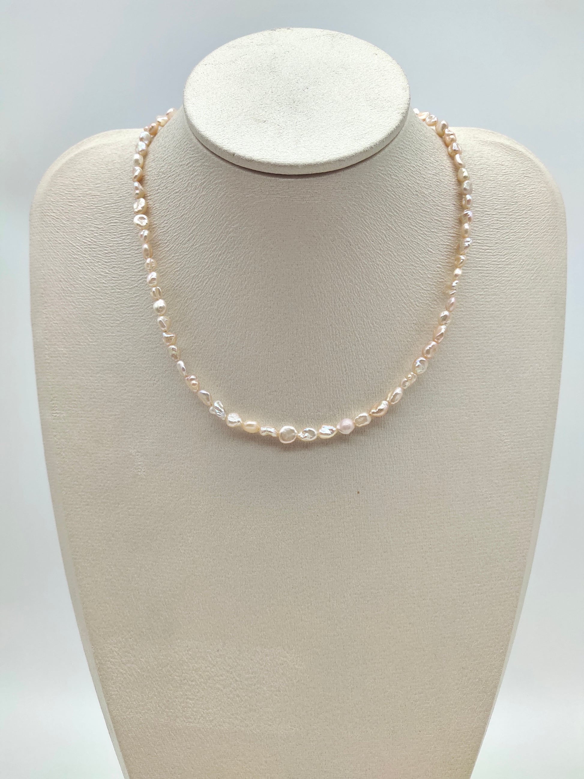 Tiny Iridescent Keshi Pearl Necklace – Handmade Freshwater Pearls
