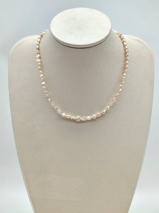 TINY IRIDESCENT FRESHWATER KESHI PEARL NECKLACE