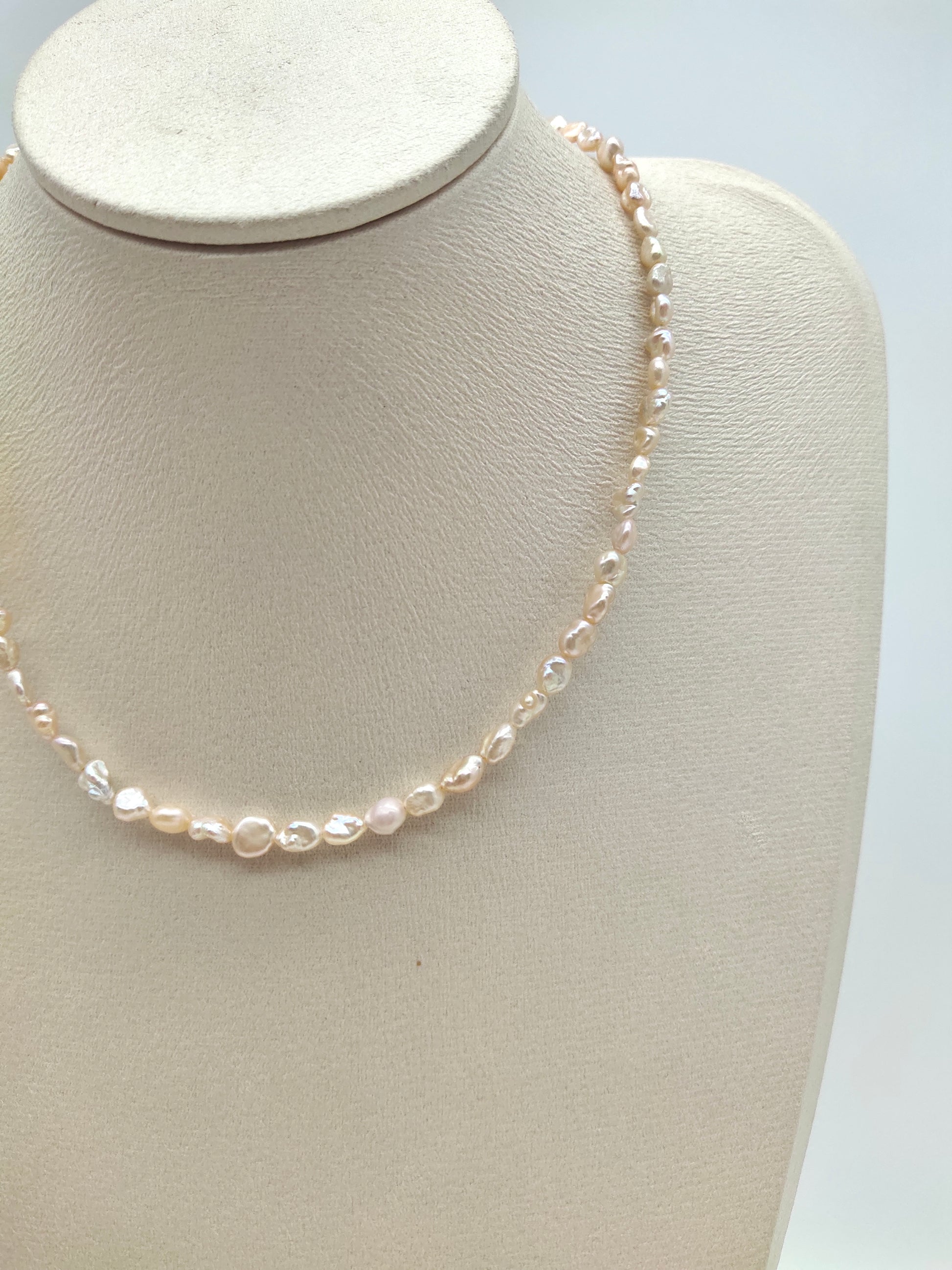 TINY IRIDESCENT FRESHWATER KESHI PEARL NECKLACE
