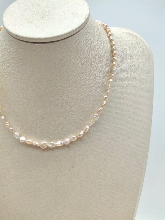 TINY IRIDESCENT FRESHWATER KESHI PEARL NECKLACE
