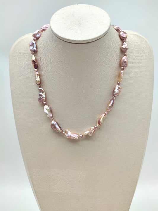 IRIDESCENT FRESHWATER KESHI PEARL NECKLACE