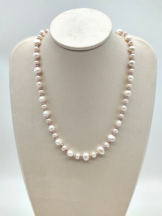 WHITE AND PINK PEARL NECKLACE