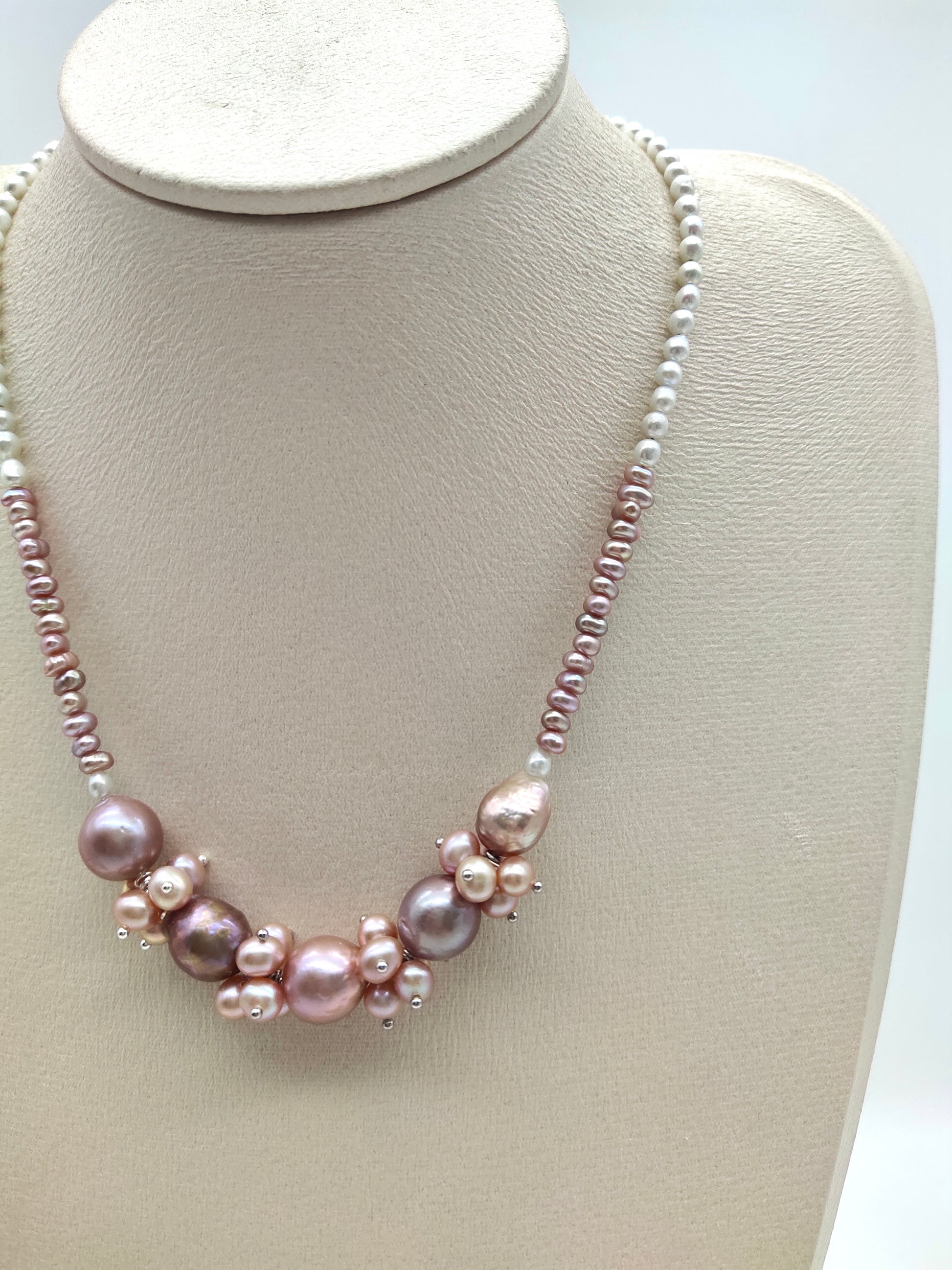 PINK BLOOMING FLOWER PEARL NECKLACE
