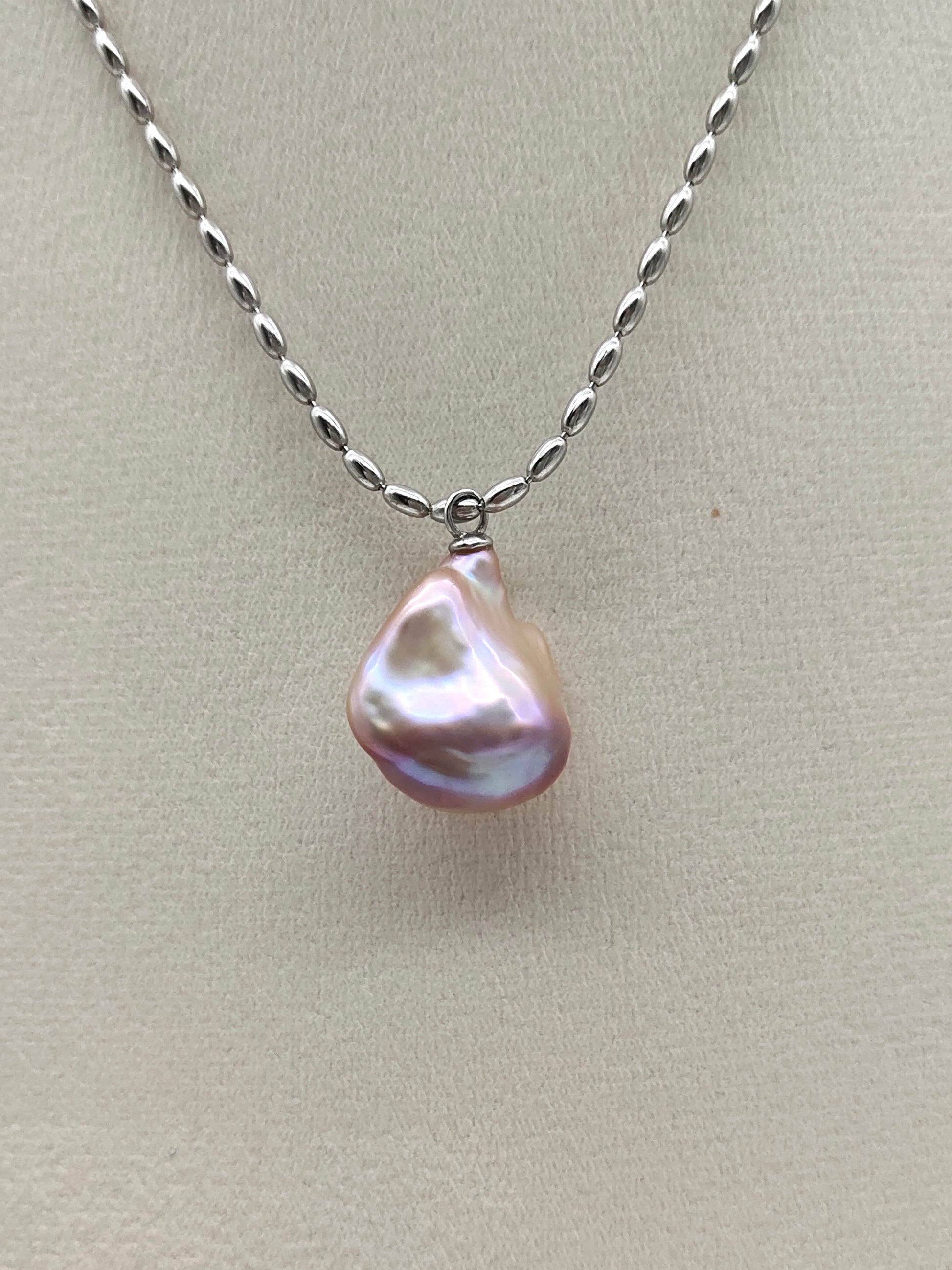 NATURAL PINK LARGE BAROQUE PEARL EARRINGS