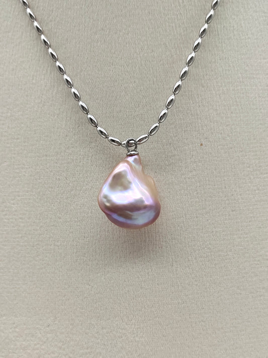 NATURAL PINK LARGE BAROQUE PEARL EARRINGS