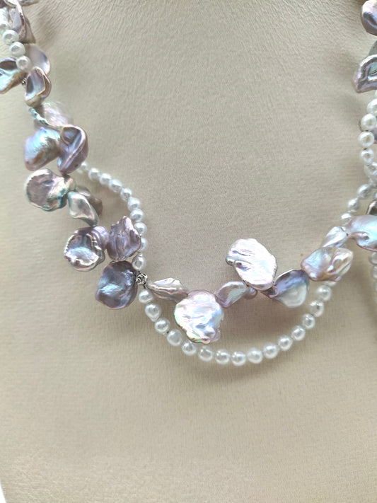 NATURAL KESHI PEARL TWIST NECKLACE