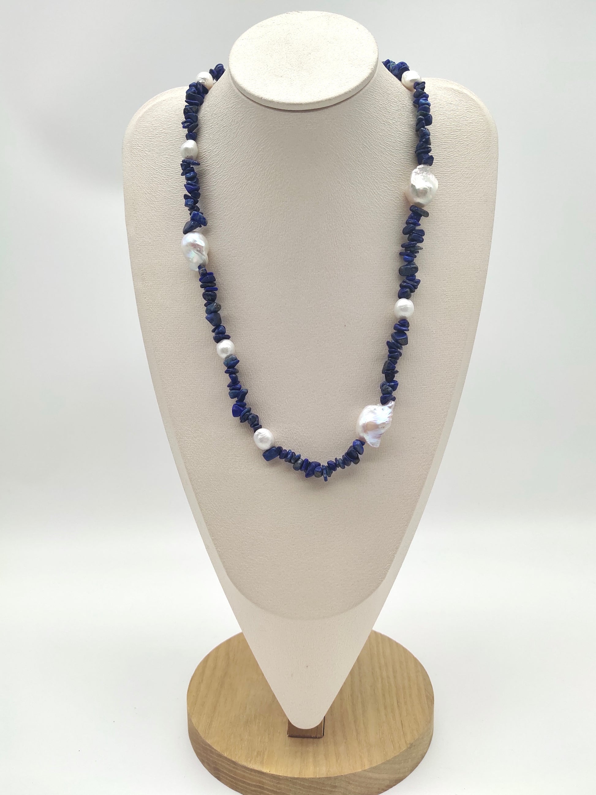 NATURAL LAPIS LAZULI WITH FRESHWATER PEARL NECKLACE