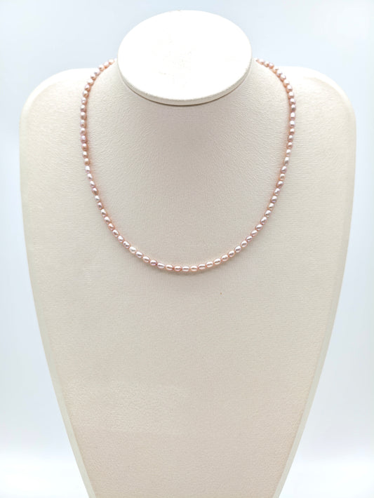PEACH COLOUR BABY RICE PEARL NECKLACE