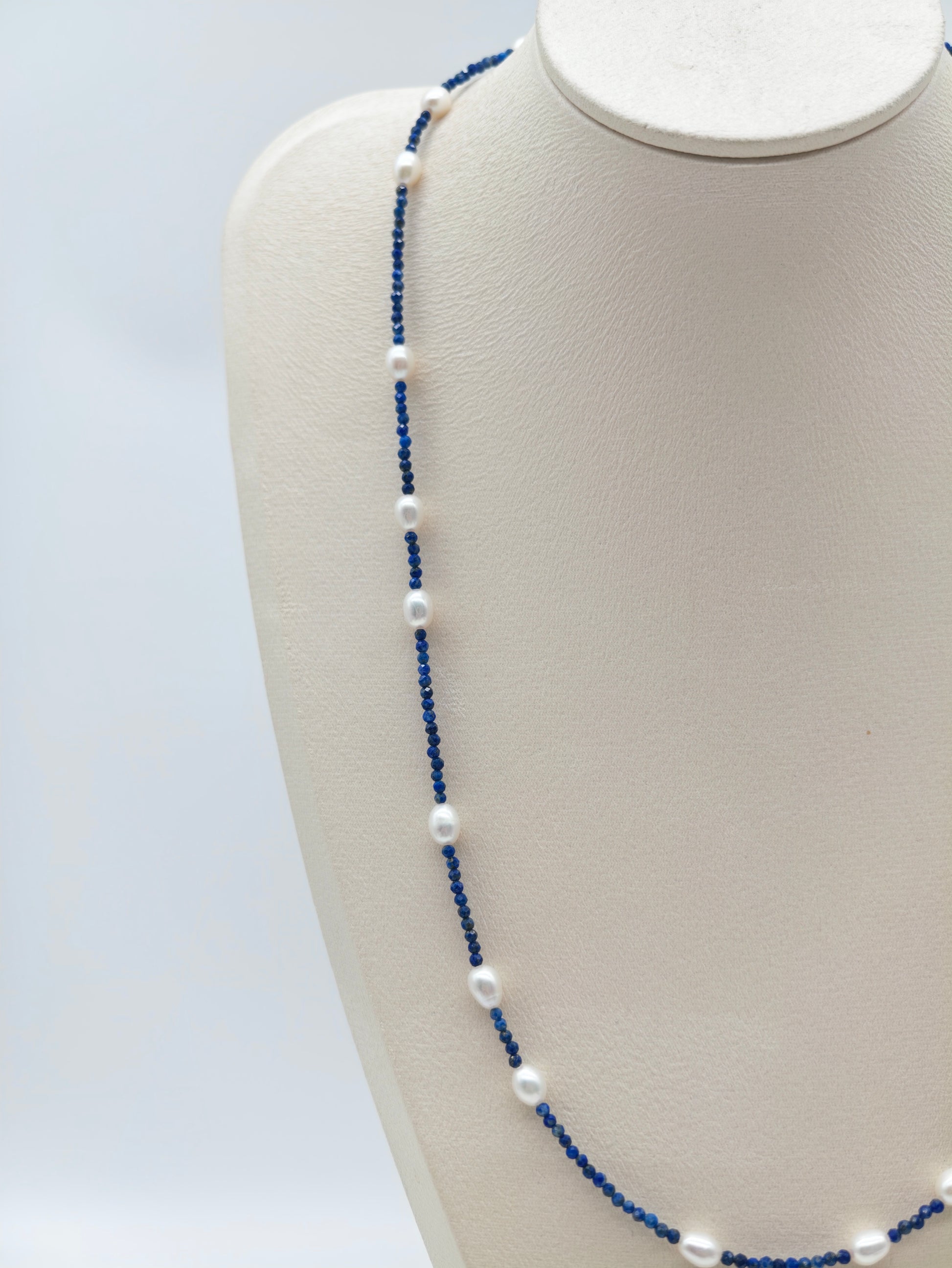 NATURAL LAPIS LAZULI WITH FRESHWATER PEARL NECKLACE