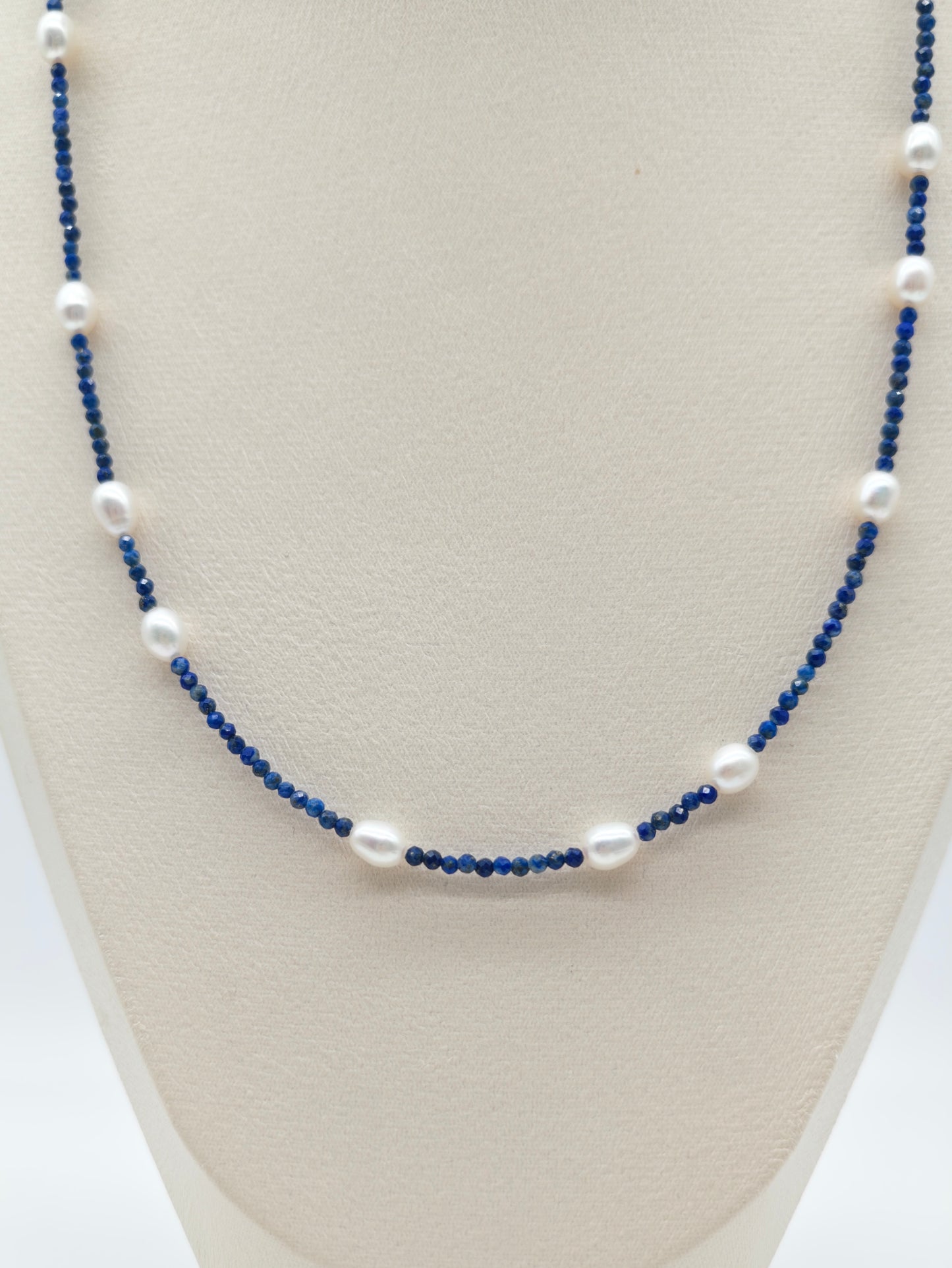 NATURAL LAPIS LAZULI WITH FRESHWATER PEARL NECKLACE