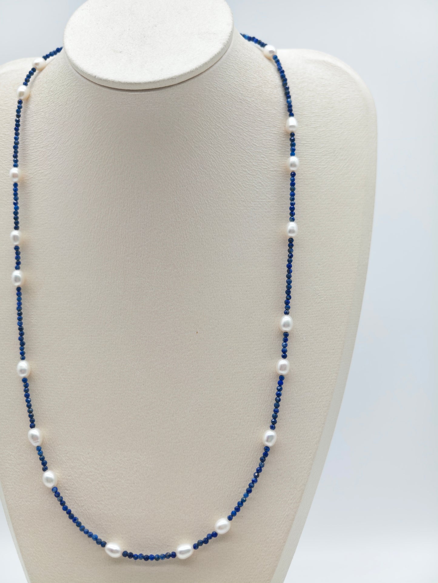 NATURAL LAPIS LAZULI WITH FRESHWATER PEARL NECKLACE