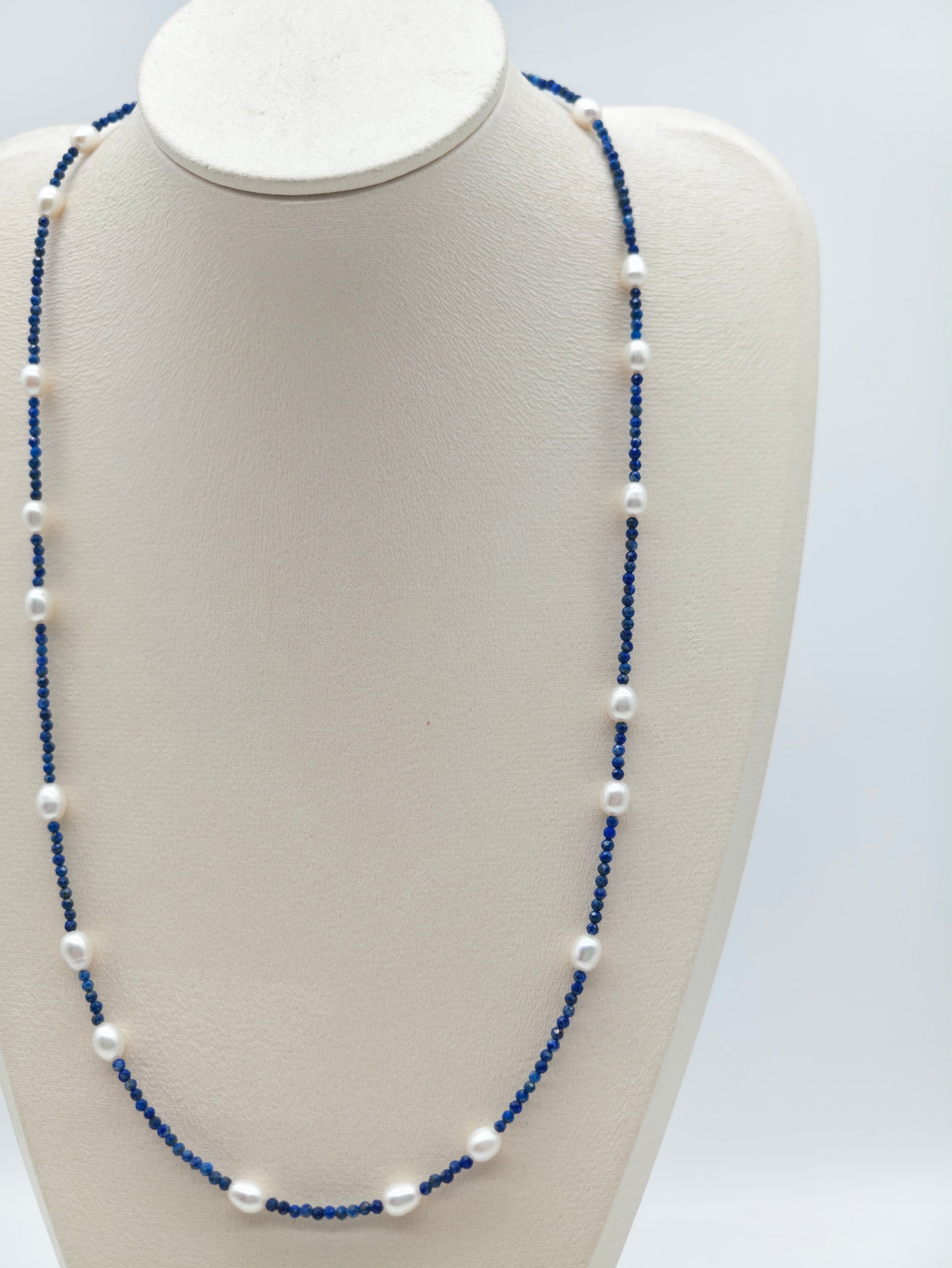 NATURAL LAPIS LAZULI WITH FRESHWATER PEARL NECKLACE