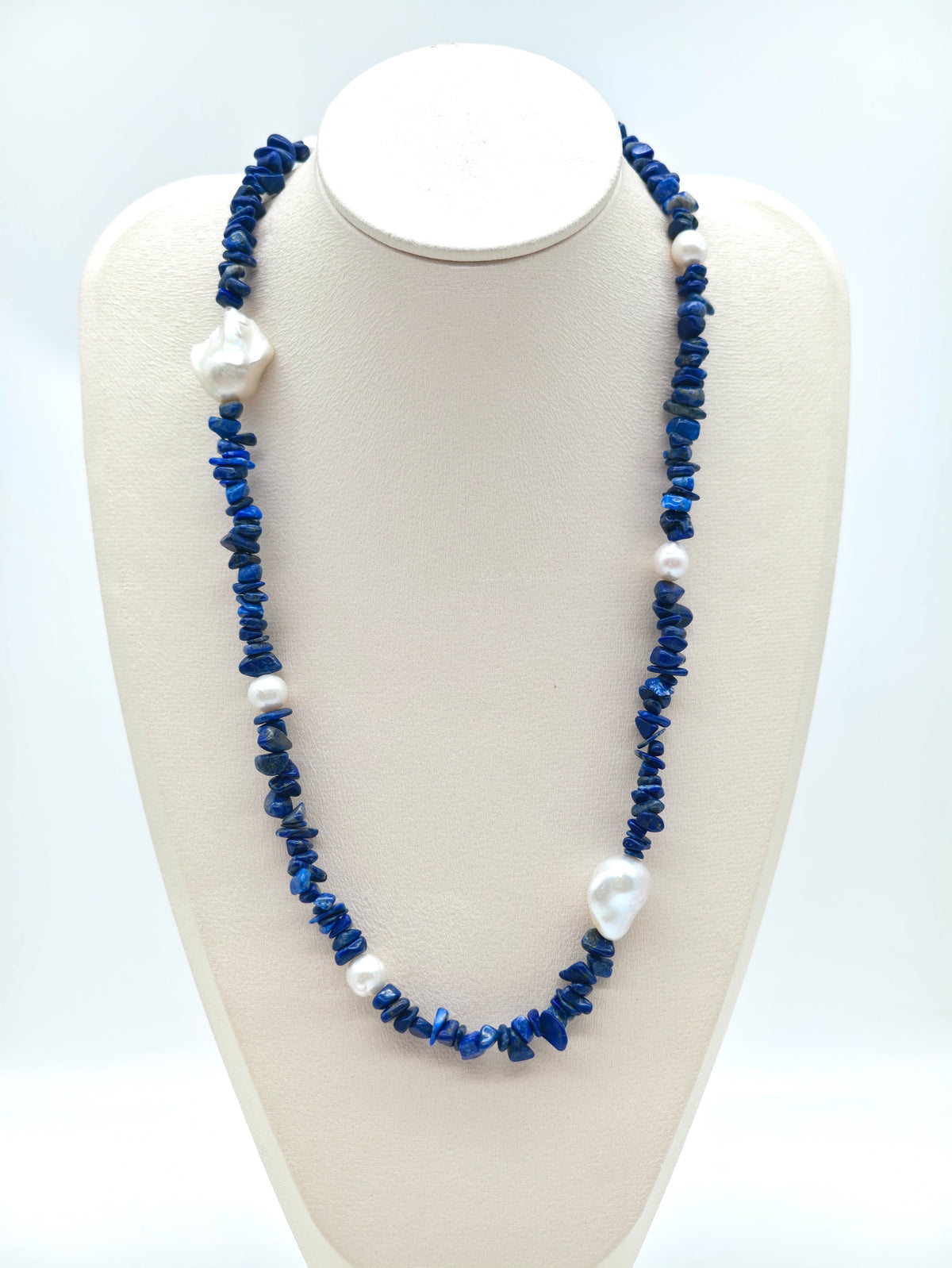 NATURAL LAPIS LAZULI WITH FRESHWATER PEARL NECKLACE