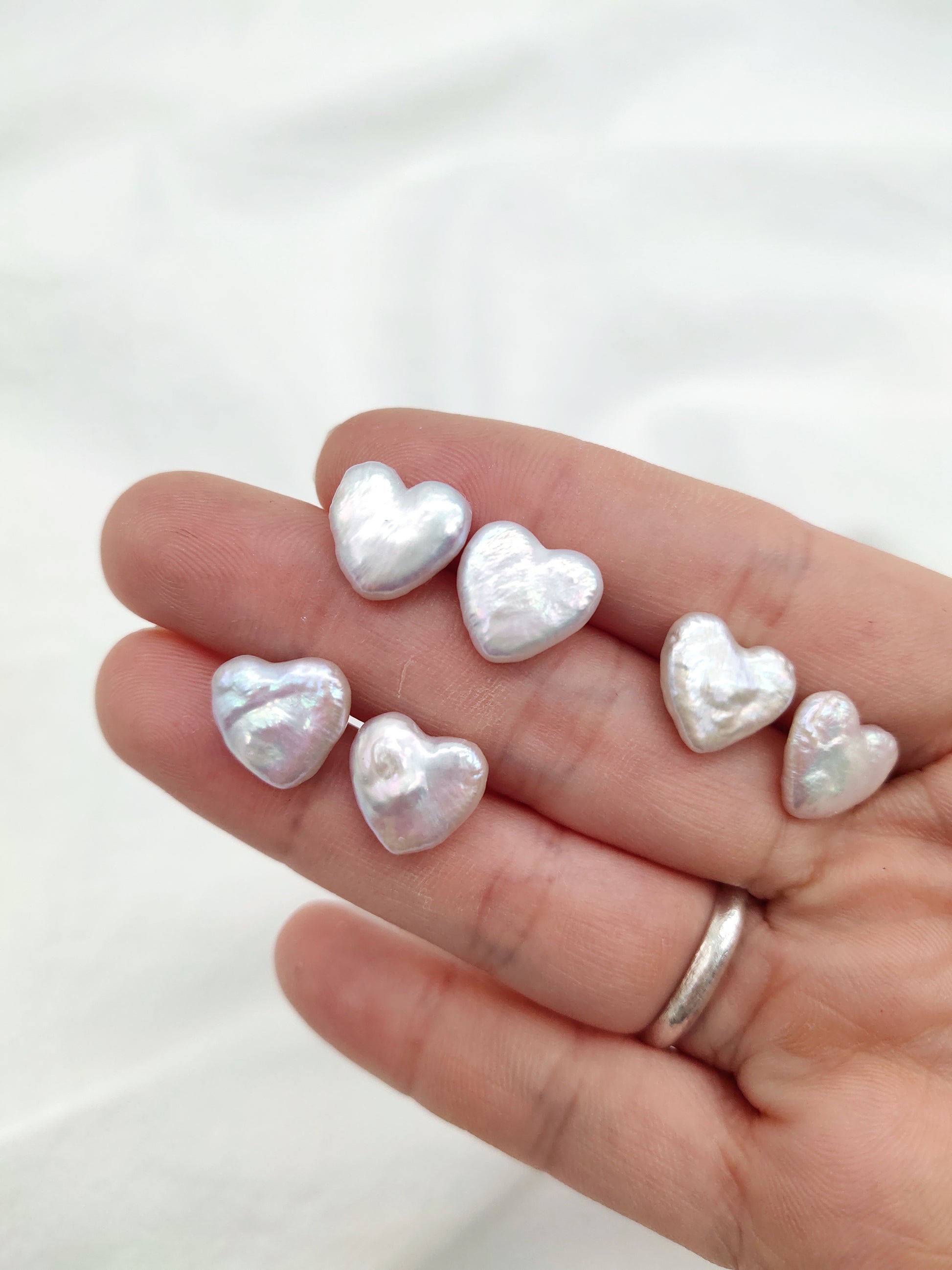 WHITE LOVE HEART PEARL EARRINGS