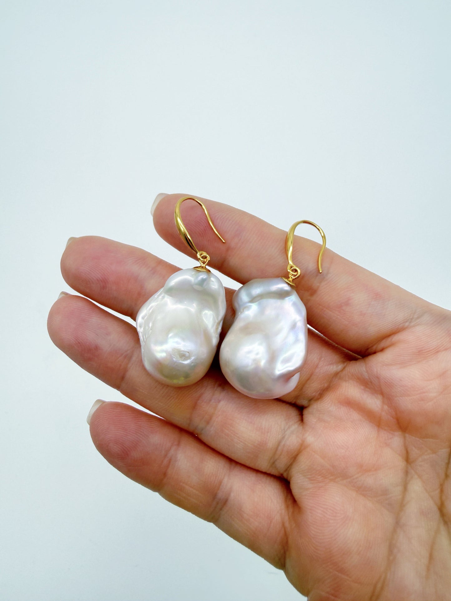 LIGHT PINK LARGE BAROQUE PEARL EARRINGS
